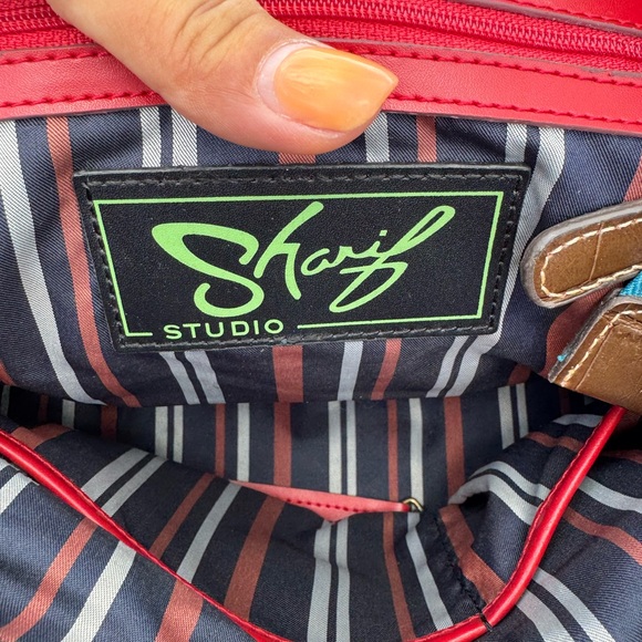 Sharif Studio Multicolor Embossed Leather & Fabric Shoulder Bag - Picture 16 of 17